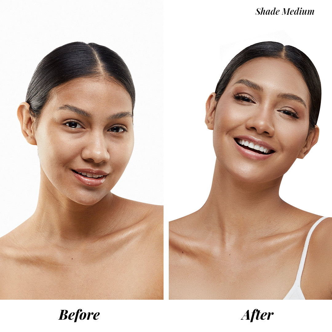 AirGlow Hydrating Illuminator shade medium before after