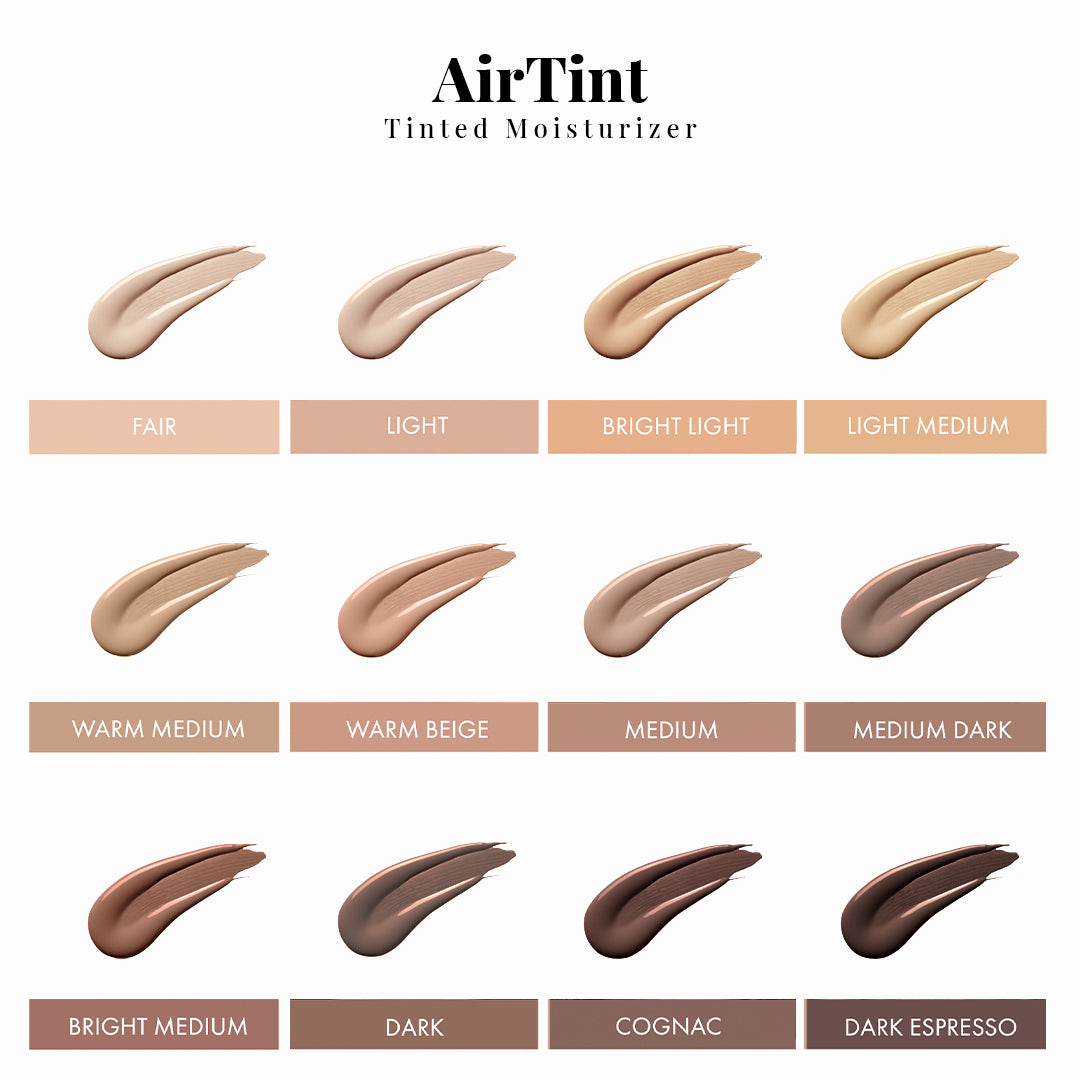 AirTint Tinted Moisturizer swatches shade chart