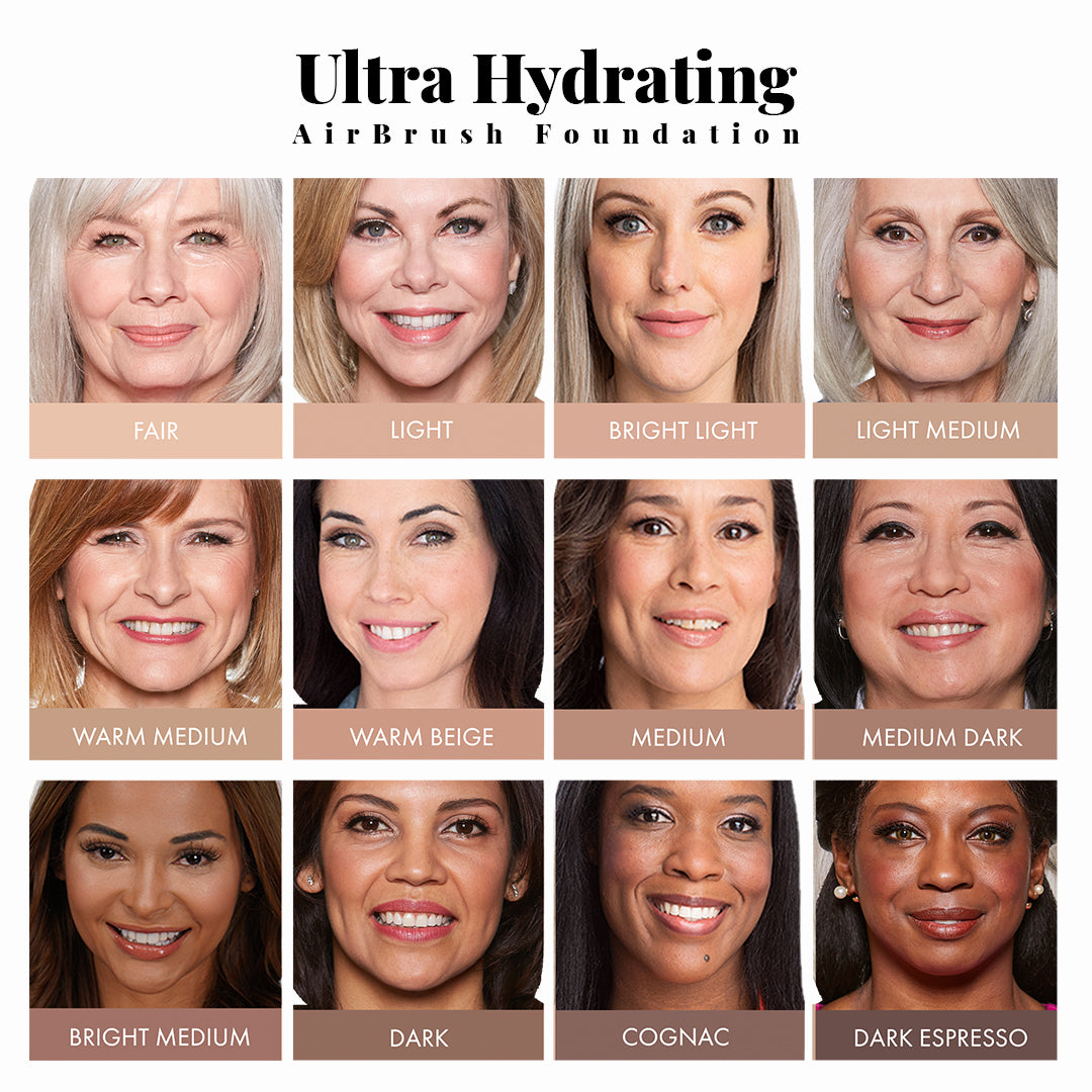 AirBrush Hydrating Foundation shade chart